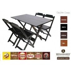 Conjunto Dobrável Mesa 120x70 Rio com Logo Marca Com 4 Cadeiras - Cod: 988